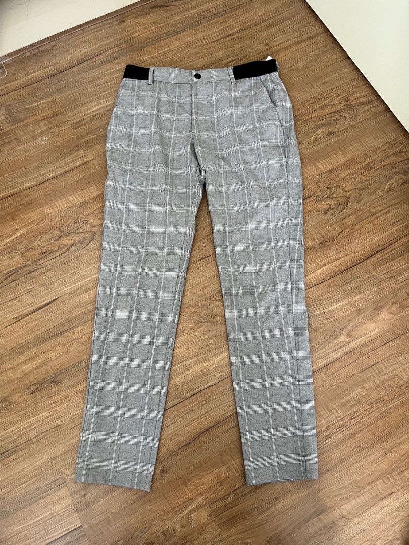 Zara Plaid Grey Slim Fit Pants Trousers, Women's Fashion, Bottoms, Other  Bottoms on Carousell