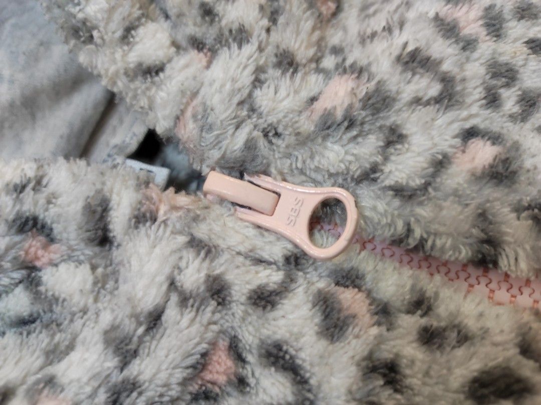 12 18 months old Baby Girl Jacket Leopard print Pink Gray Bunny