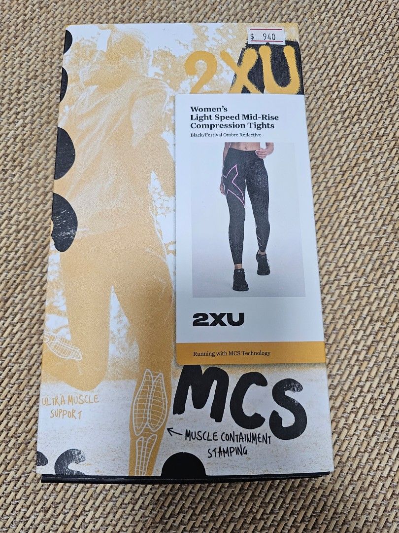 2XU LIGHT SPEED MID RISE COMPRESSION TIGHTS WOMENS BLACK FESTIVAL OMBRE  REFLECT