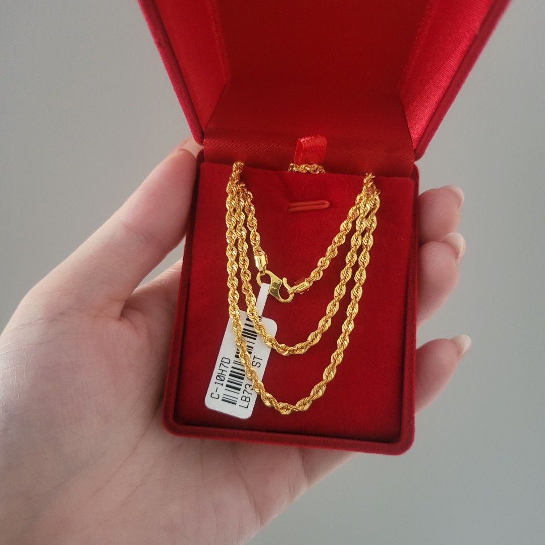 44cm 916 Gold Hollow Rope Chain Female