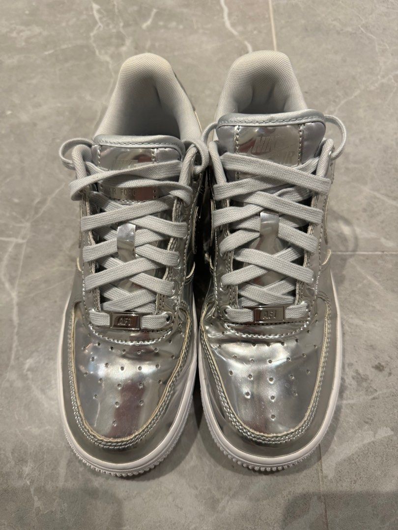 Women's air force 1 sp metallic silver top