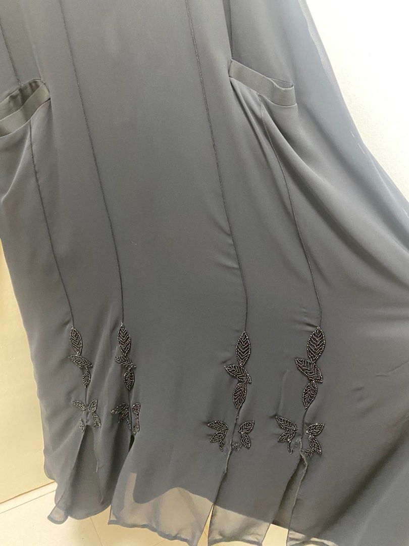 Jubah Hitam Chiffon Princess Cut Exclusive Abaya Dubai Abaya Arab Women s Fashion Muslimah Fashion Kaftans Jubahs on Carousell