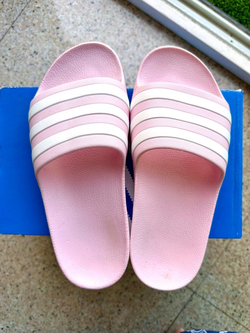 Dusty pink adidas slides on sale