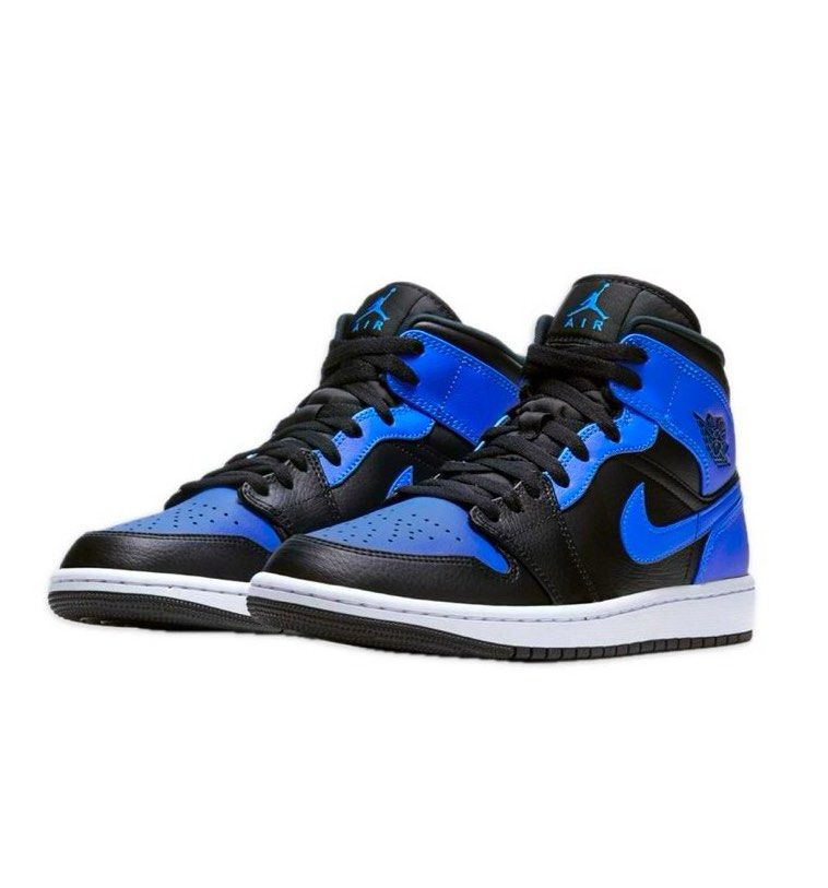 AIR JORDAN 1 MID BLACK HYPER ROYAL WHITE Men s Fashion