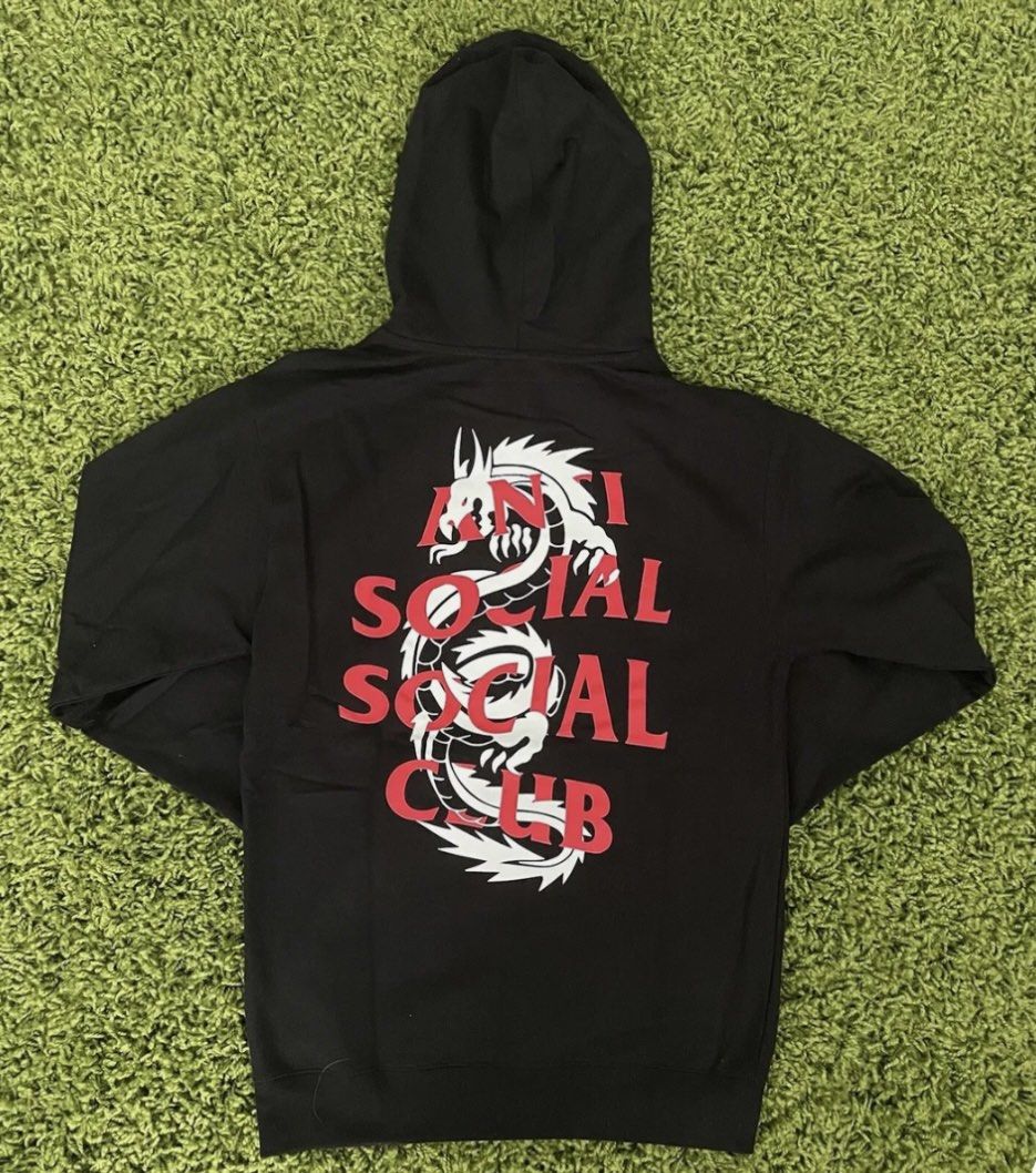 Anti Social Social Club Garden Grove Dragon Black Red Hoodie 上衣