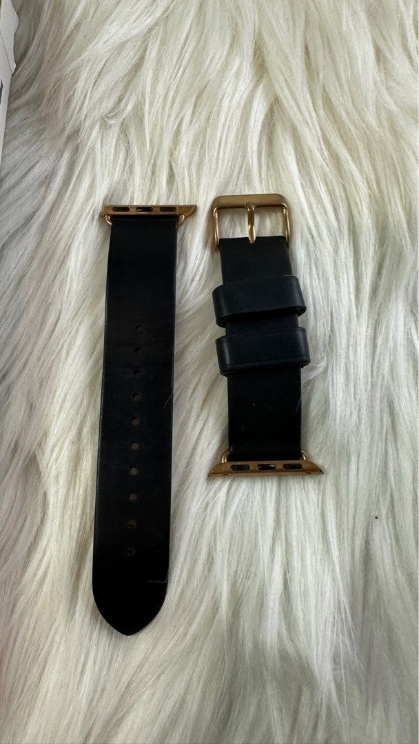 Monowear Luxury Apple Watch strap 38 40 mm Black Leather, Fesyen