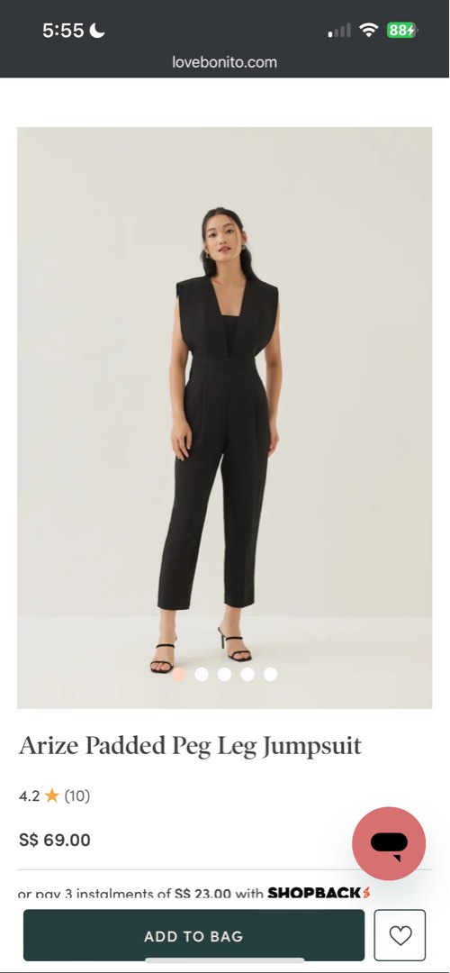 Arize padded peg leg jumpsuit Women s Fashion Tops Other Tops