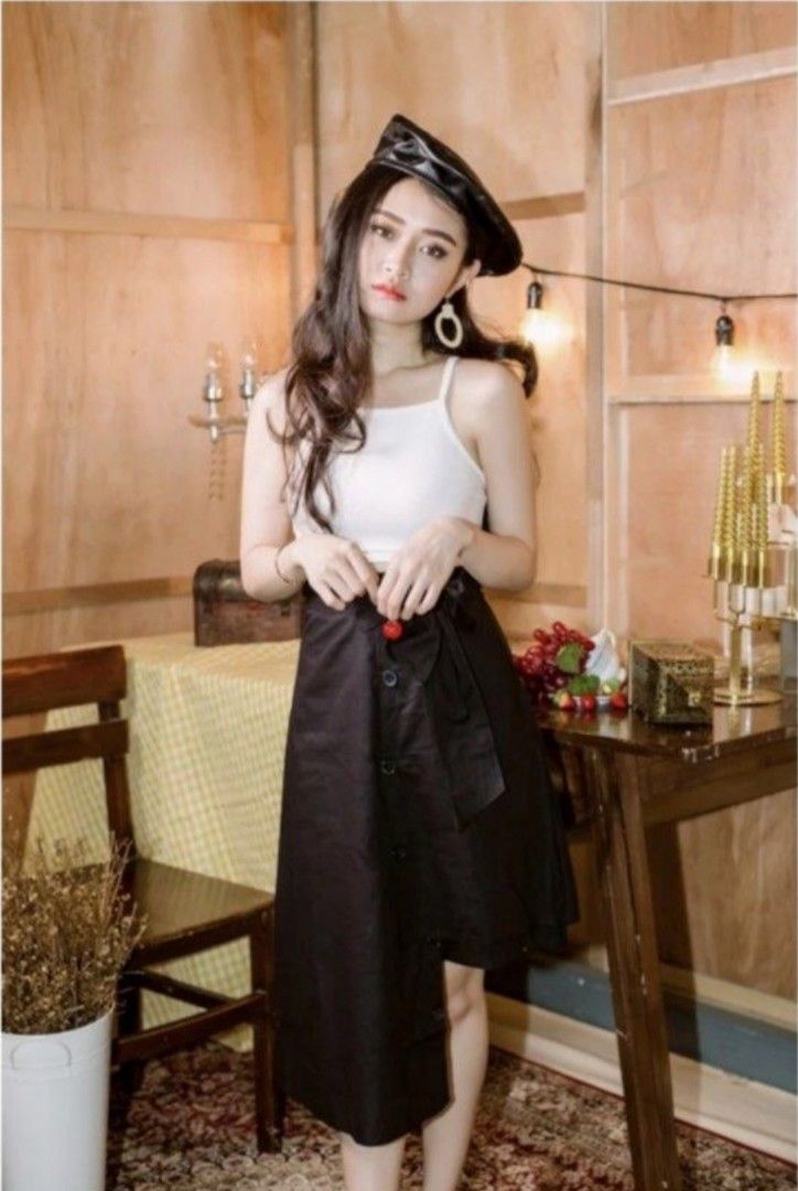 Asymmetrical Button Skirt