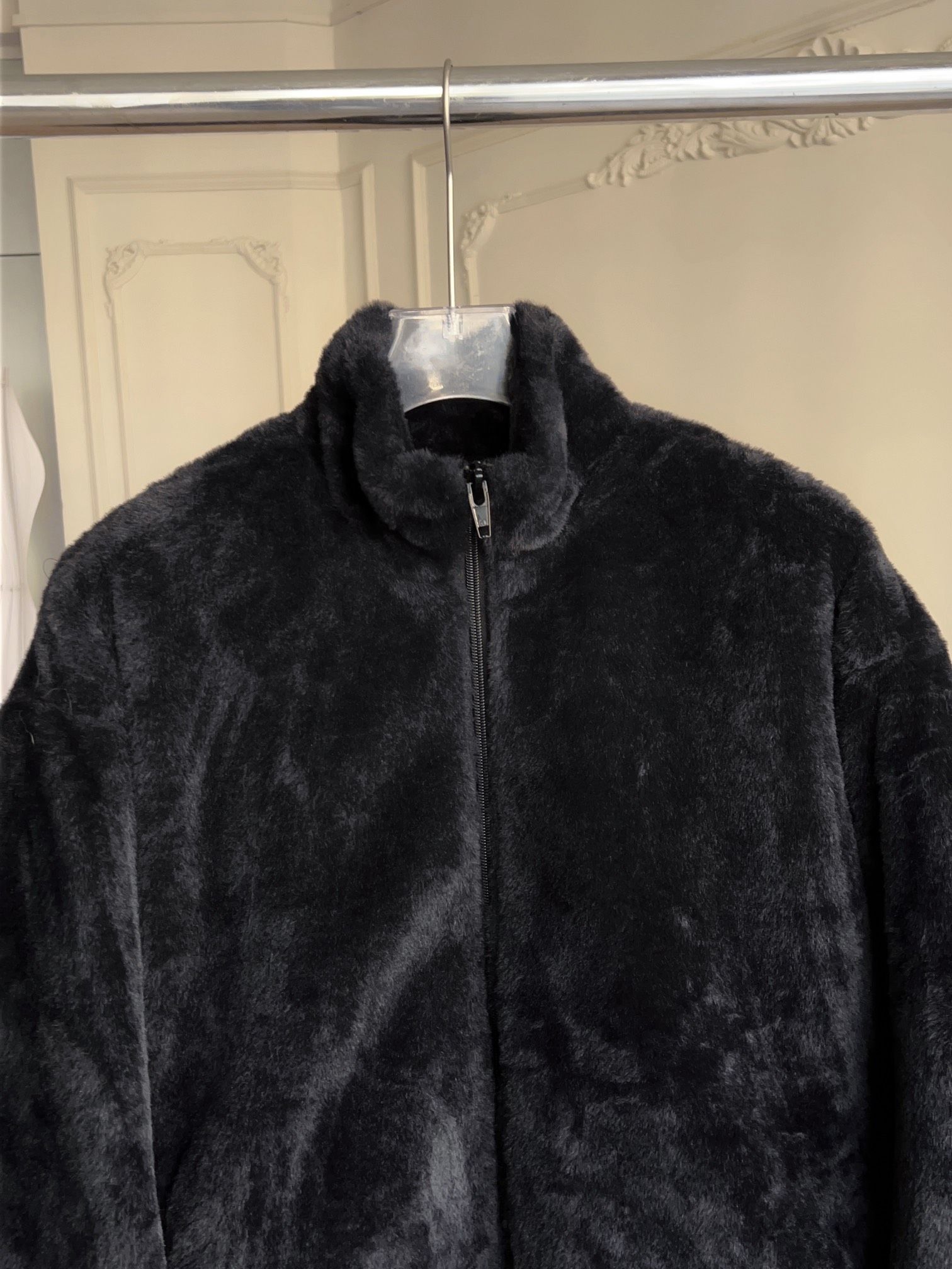 Authentic Alexander Wang Quilted Faux Fur Stand Collar Zipper 