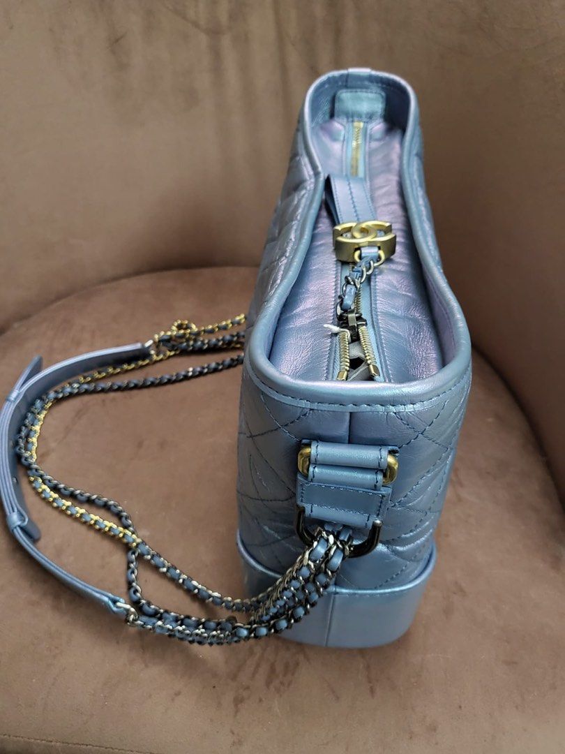 Authentic Chanel Gabrielle Medium Size (On Sale - Layaway Ready) (Category: Luxury Bags & Wallets) located in Rizal. Submitted by SummerPeaCloset (Listing ID 1281801042, Image 3). Description: With original dustbag Series 28 Light Blue Shimmer Aged Leather Rare find ❤️ In good condition Selling low for Php 170,000 With slight imperfection (on one side) as shown on the last photo, hence lowered price (can easily be retouched) #2024declutter.