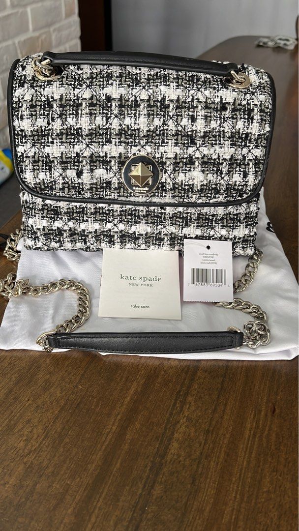 Authentic Kate Spade small flap crossbody WKRU7081 Natalia tweed