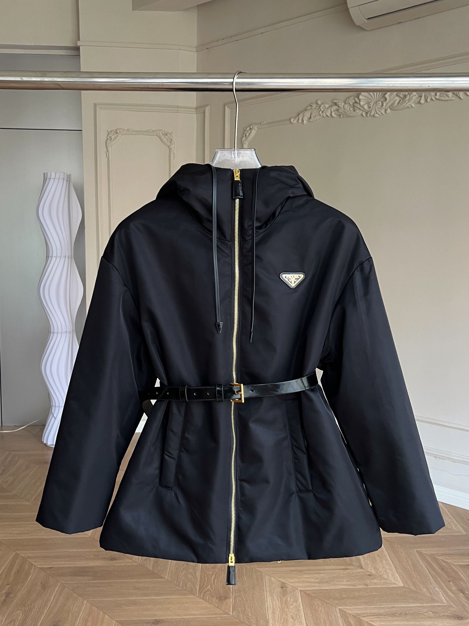 Authentic prada Women s Hooded Belted Regenerated Nylon Jacket Women s Fashion Coats Jackets and Outerwear on Carousell