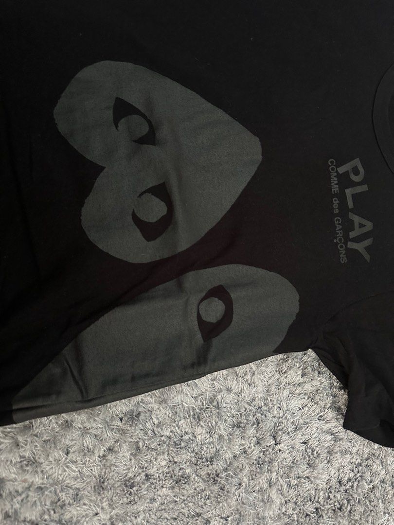 Authentic Rare CDG Play Black on Black Heart Logo Tee Tagged