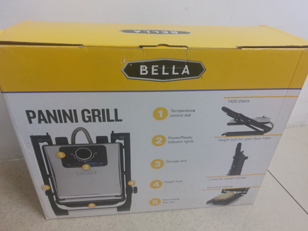 BELLA Panini Press Sandwich Maker and Electric Indoor Grill TV