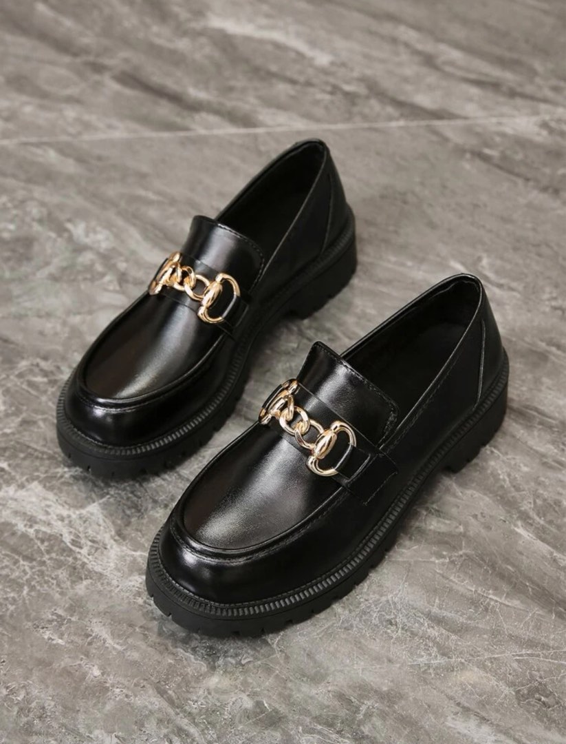Mens black loafers new arrivals with gold buckle