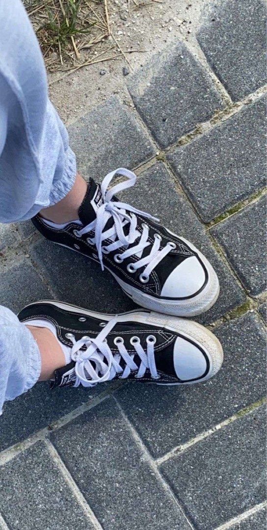 Black Low Cut Converse Women s Fashion Footwear Sneakers on
