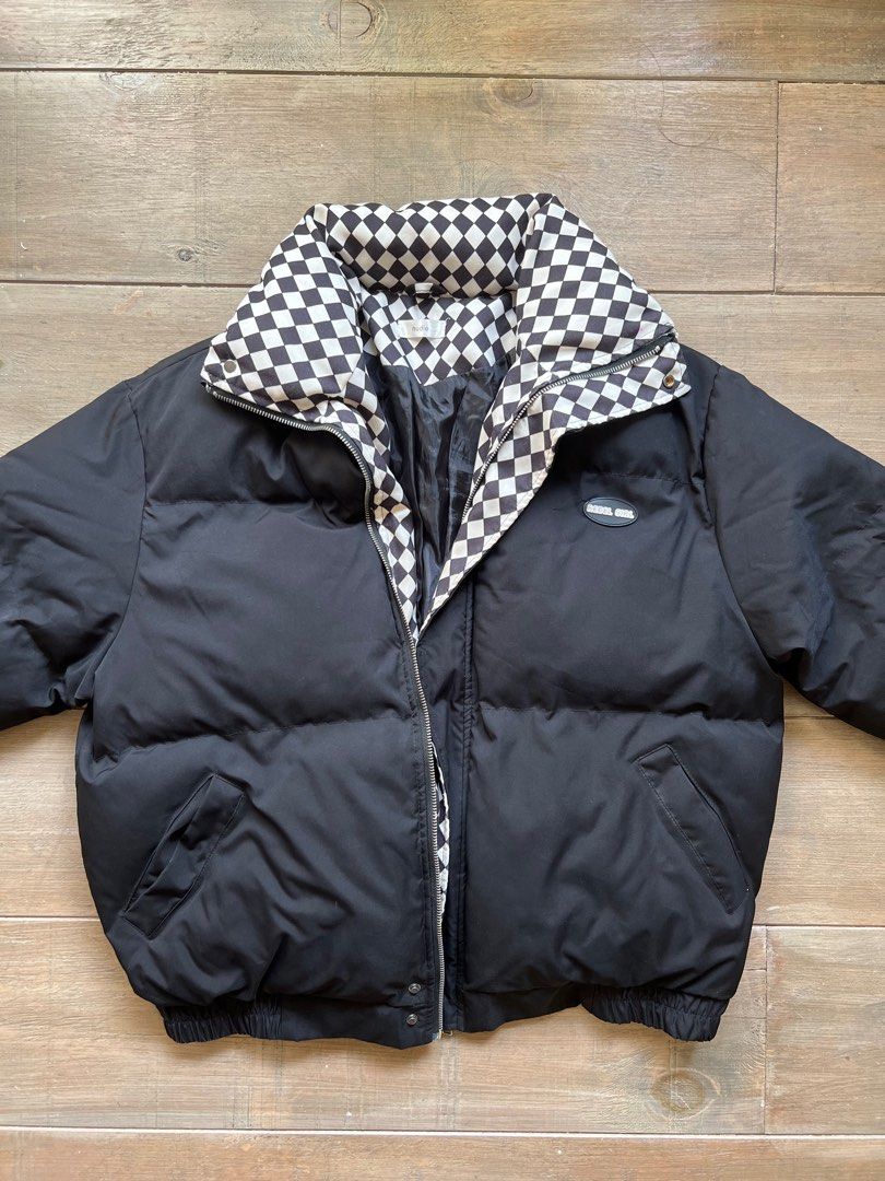 Checkered puffer coat sales