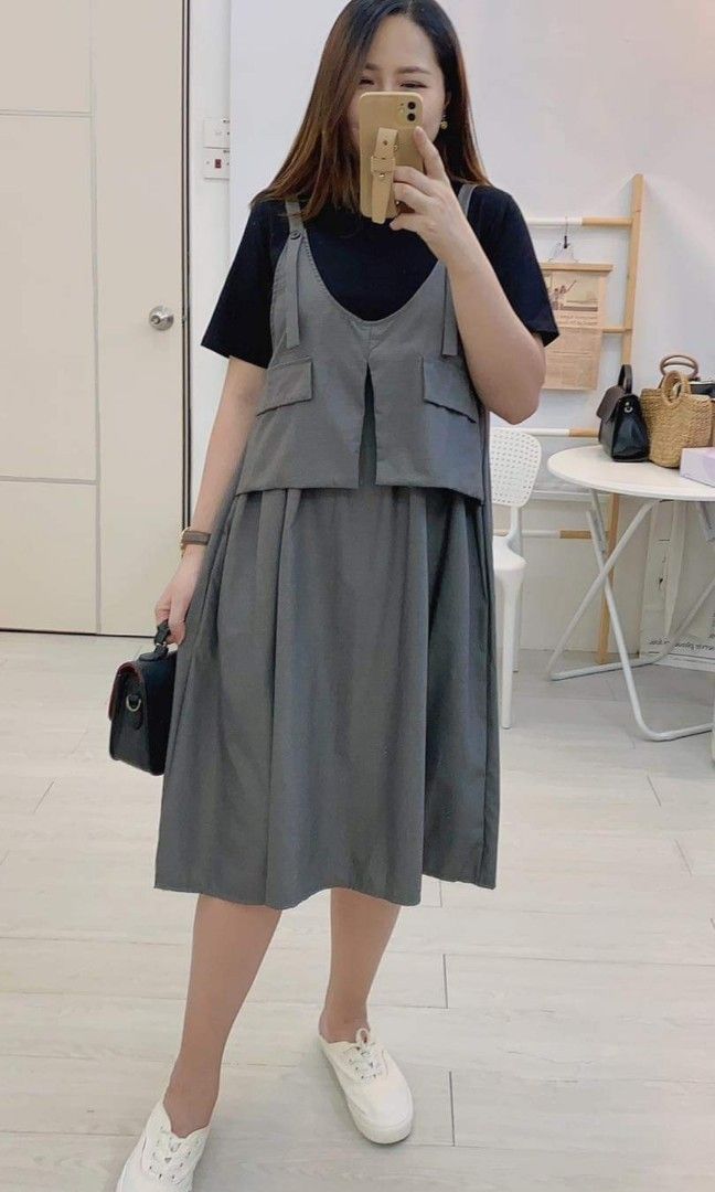 Grey dungaree dress new arrivals
