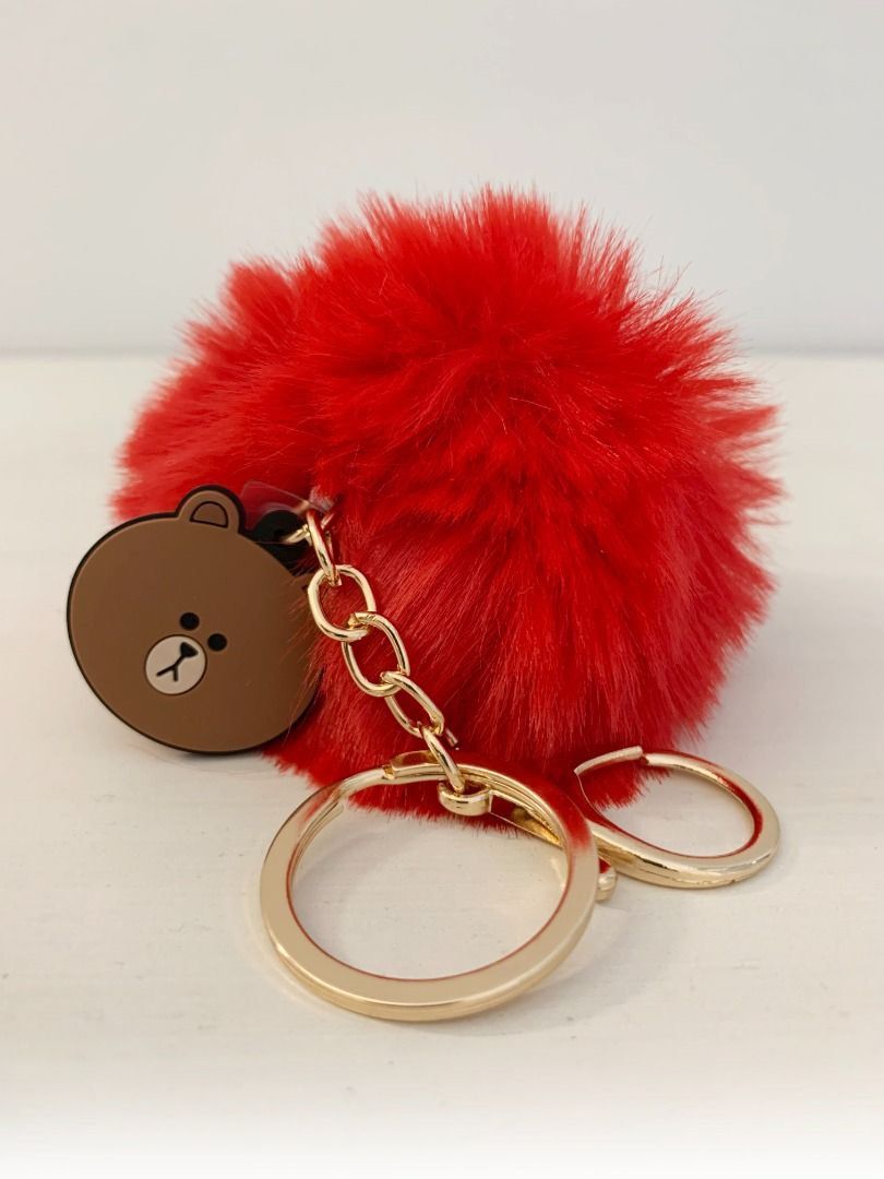 Red pom pom keychain new arrivals