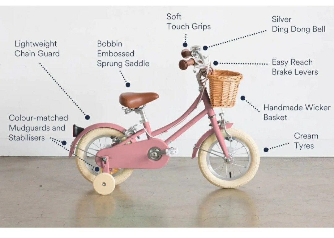 Bobbin Gingersnap 12 inch Children s Bike Pale Pink Kids Bike