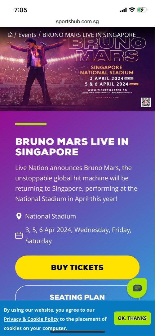 Bruno Mars Singapore Live 2024, Tickets & Vouchers, Event Tickets on