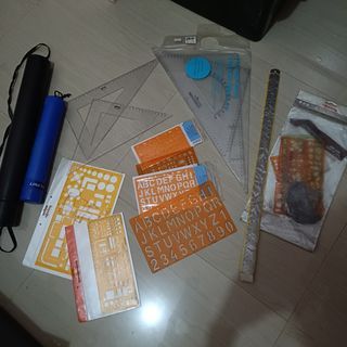 BUNDLE ONLY - Architecture / Drafting Materials ( ruler, triangle, stencil, canister)