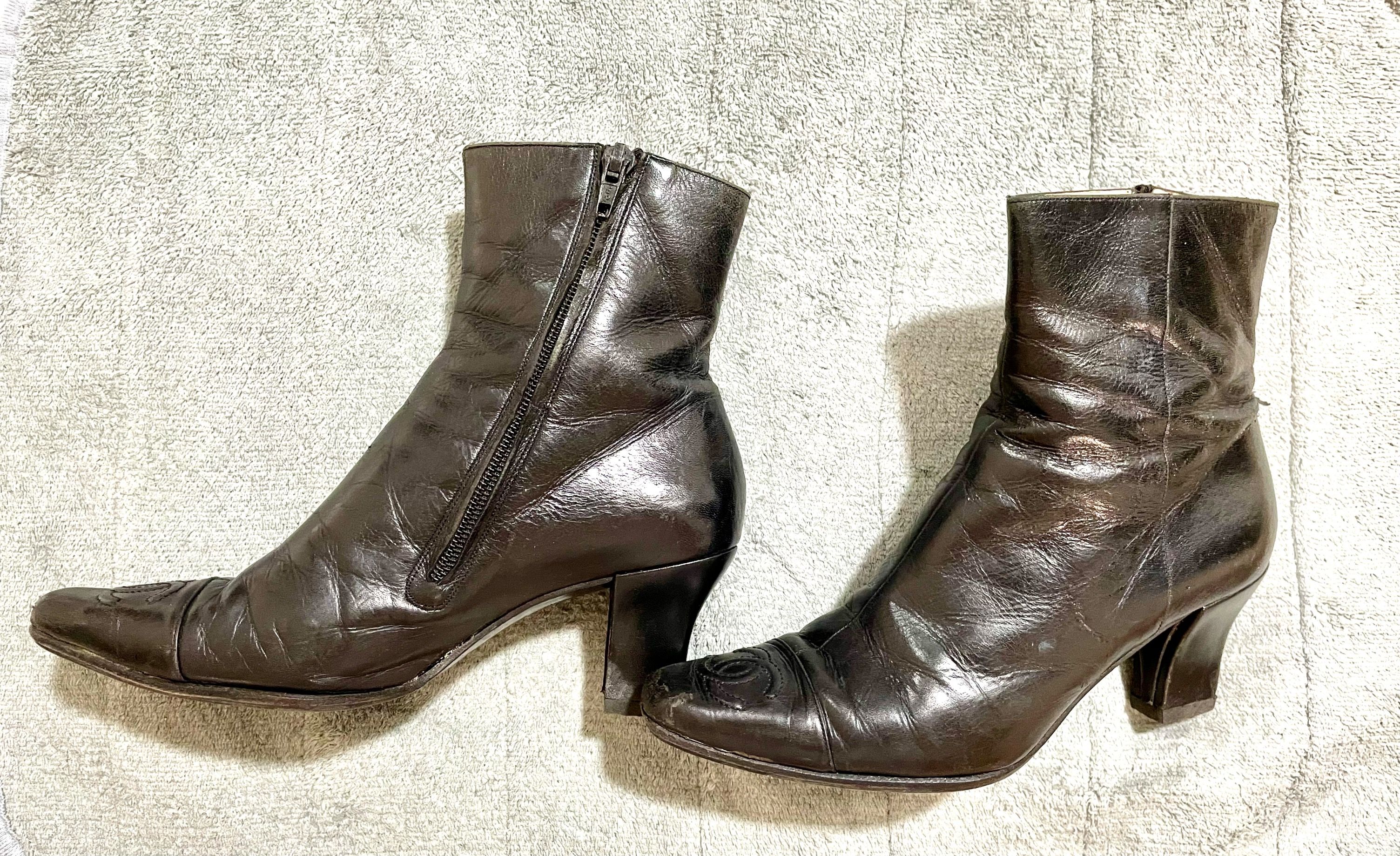 Chanel short boots black sale
