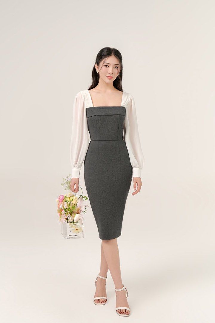 Chiffon top pencil dress