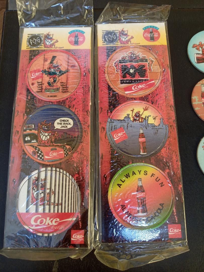 Coca Cola Coke POGS Set C (6+6) (Category: Vintage Collectibles) located in Naga. Submitted by simple.deals. (Listing ID 1282585708, Image 3). Description: Condition: 6 pcs MINT Brand New with 6 pcs USED Description: All are authentic vintage Coke products of the Coca Cola POGS series from the 90’s This set contains 6 pcs MINT Brand New plus 6 pcs USED. Giving you a total of 12 of the 24 unique designs in the complete series. Very collectible and
