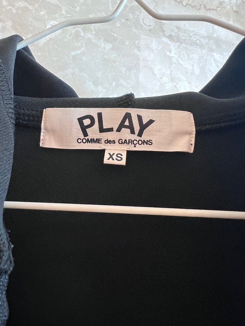 Comme Des Gar ons CDG Play Black Zip Up Hoodie Women s Fashion