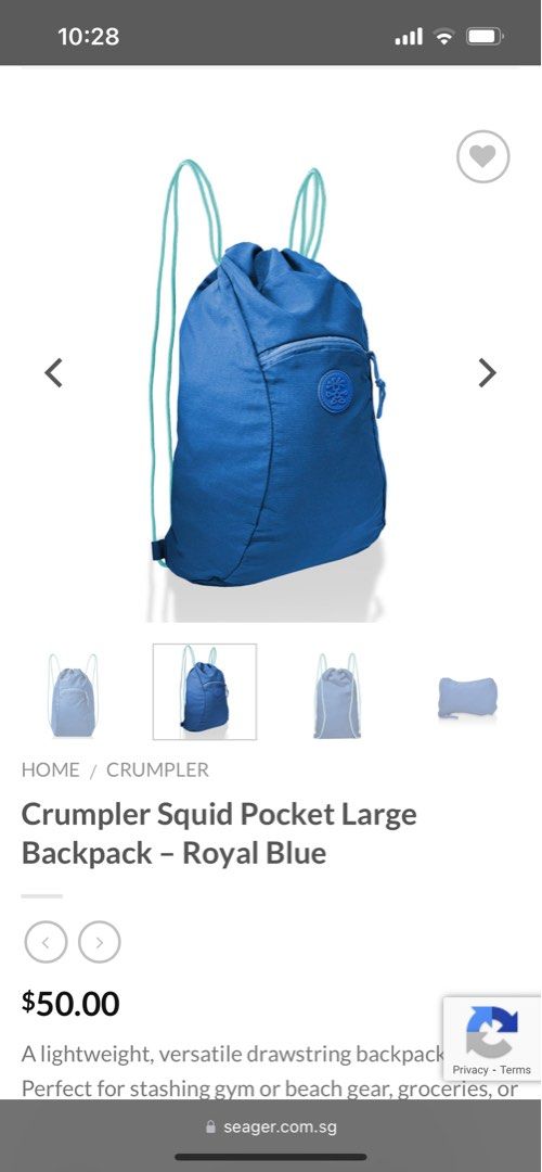 Crumpler Squid Pocket Large Backpack Royal Blue Men s Fashion