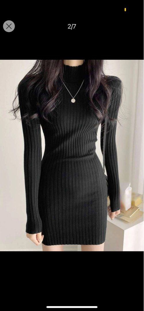 Halter Neck Rib-Knit Sweater Dress