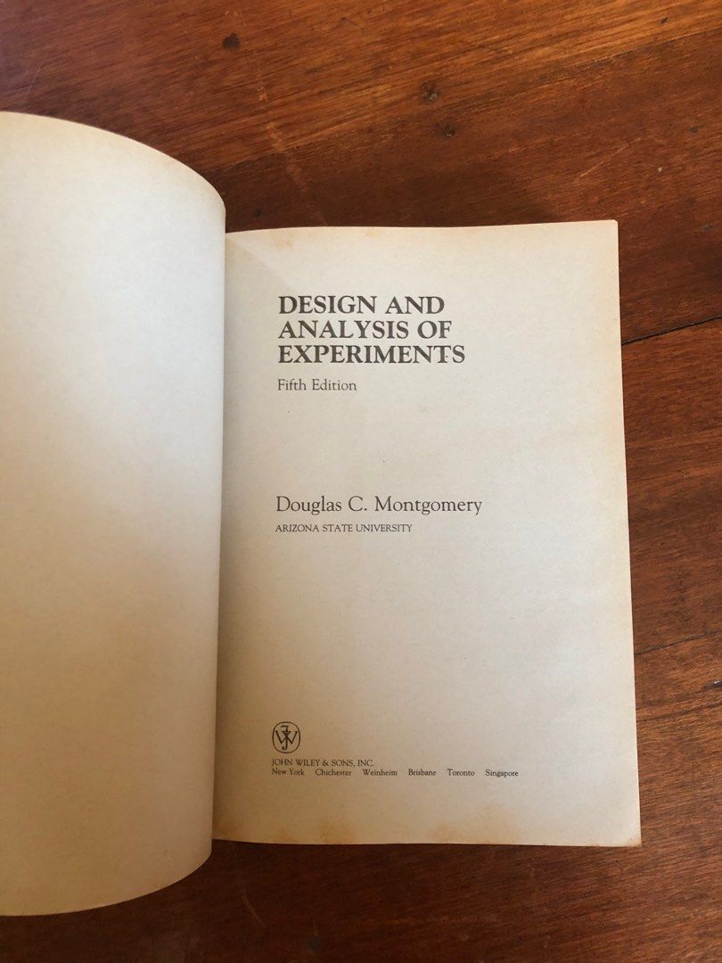 Design and Analysis of Experiments , 5th Ed by Douglas Montgomery photo ...