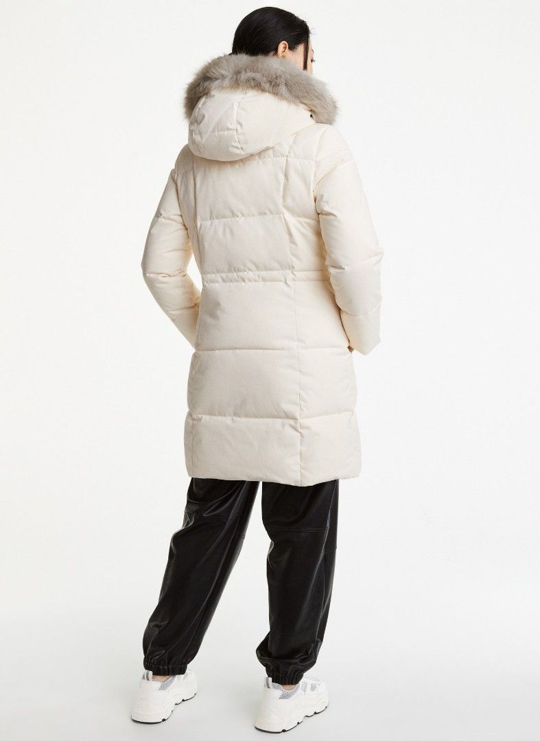 Dkny Long Padded Jacket With Fur Hood DKNY Women's Faux Fur Hooded