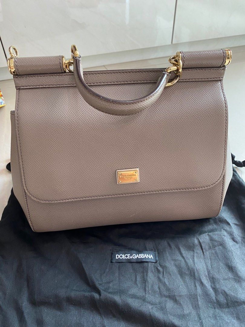 Dolce Gabbana Small dauphine leather Sicily bag Beige Luxury