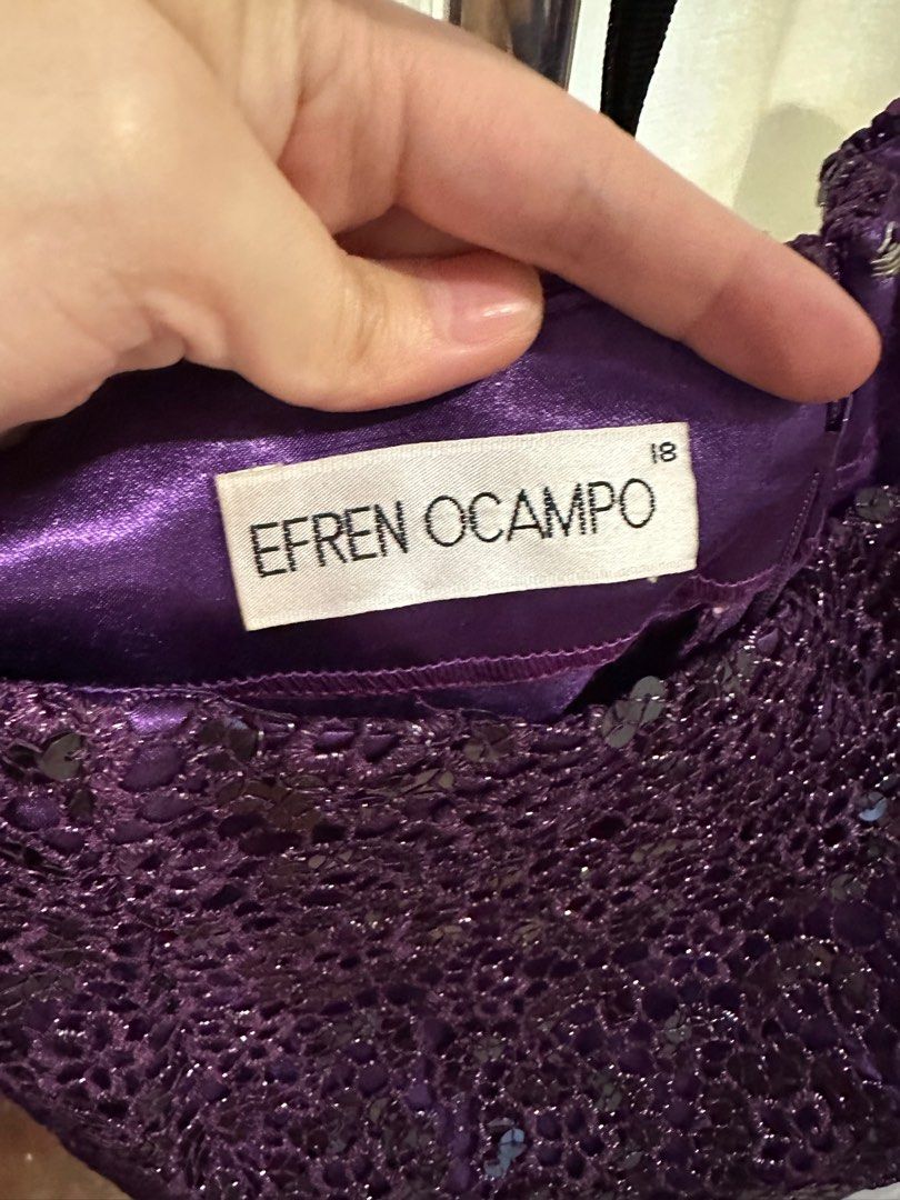 Efren Ocampo Purple Dress (Category: Evening dresses & gowns) located in Cainta. Submitted by kpc905 (Listing ID 1282447032, Image 2). Description: No flaws, good as new Size: 18.