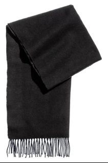 EIKOKUYA Ginza Tokyo 🇯🇵 100% Pure Cashmere Black Knitted Knit Muffler Fringe Tassel Scarf Scarves  Winter Snow