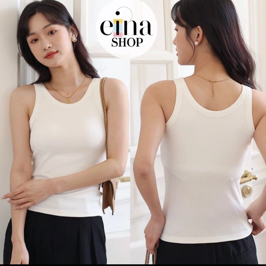 Bra Padded Ribbed Singlet, Women's Fashion, Tops, Other Tops on Carousell