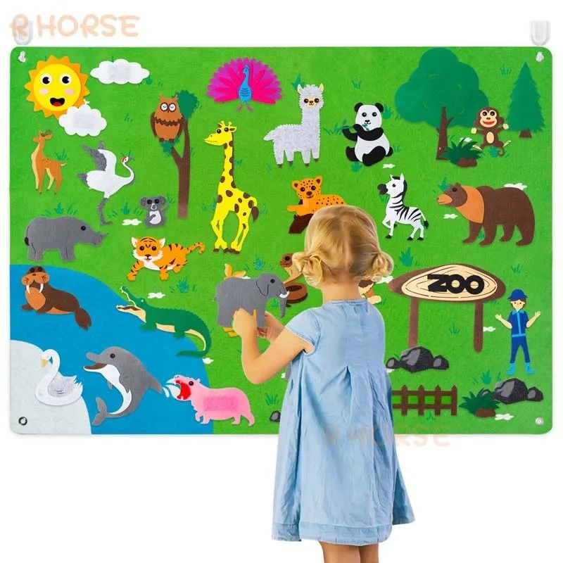 29 PCS Felt Farm Story Board Set, Jouet Montessori Apprentissage