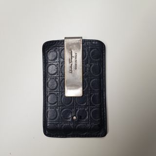 Ferragamo leather card case with money clip