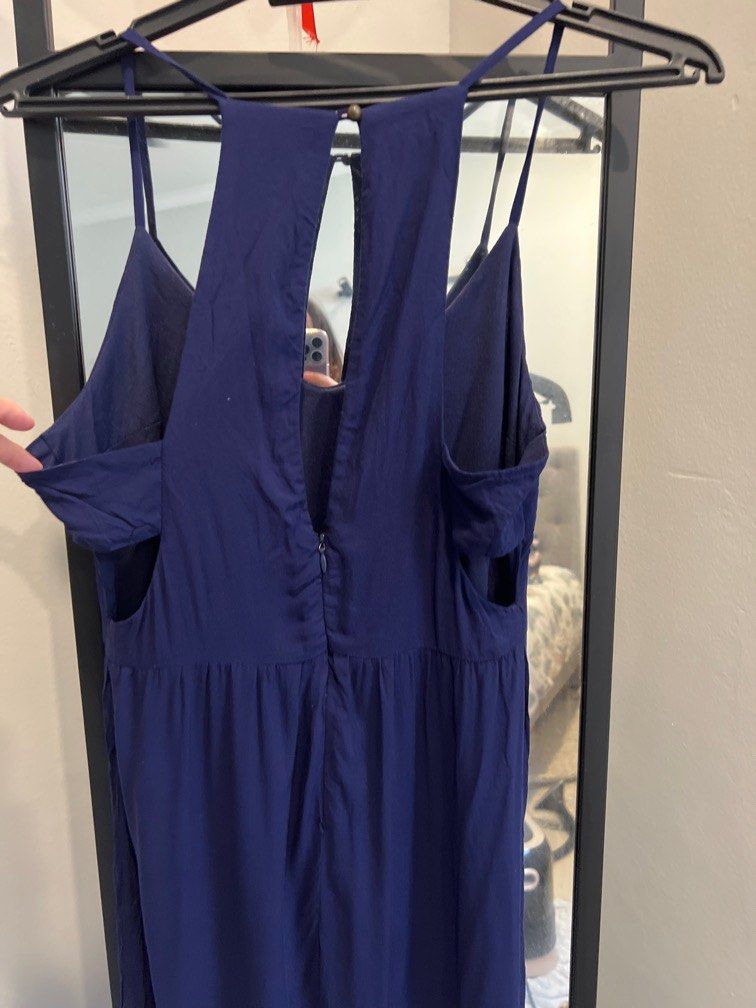 Forever 21 Rayon Navy Blue Maxi Dress with cutouts
