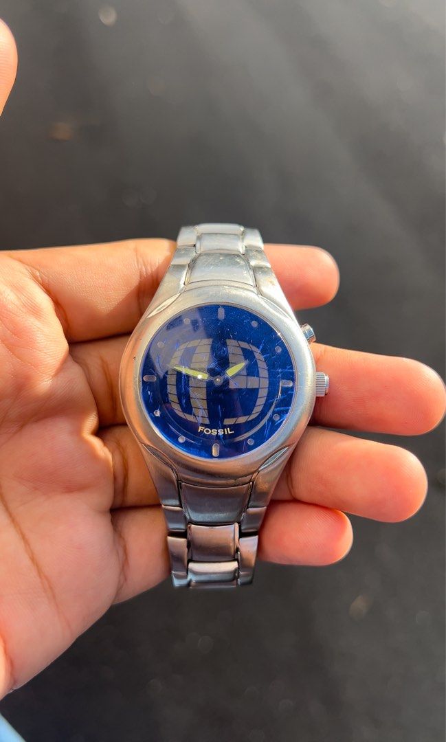Fossil big tic watch blue hot sale