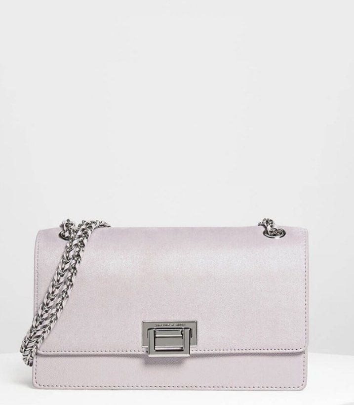 Push lock top front flap bag