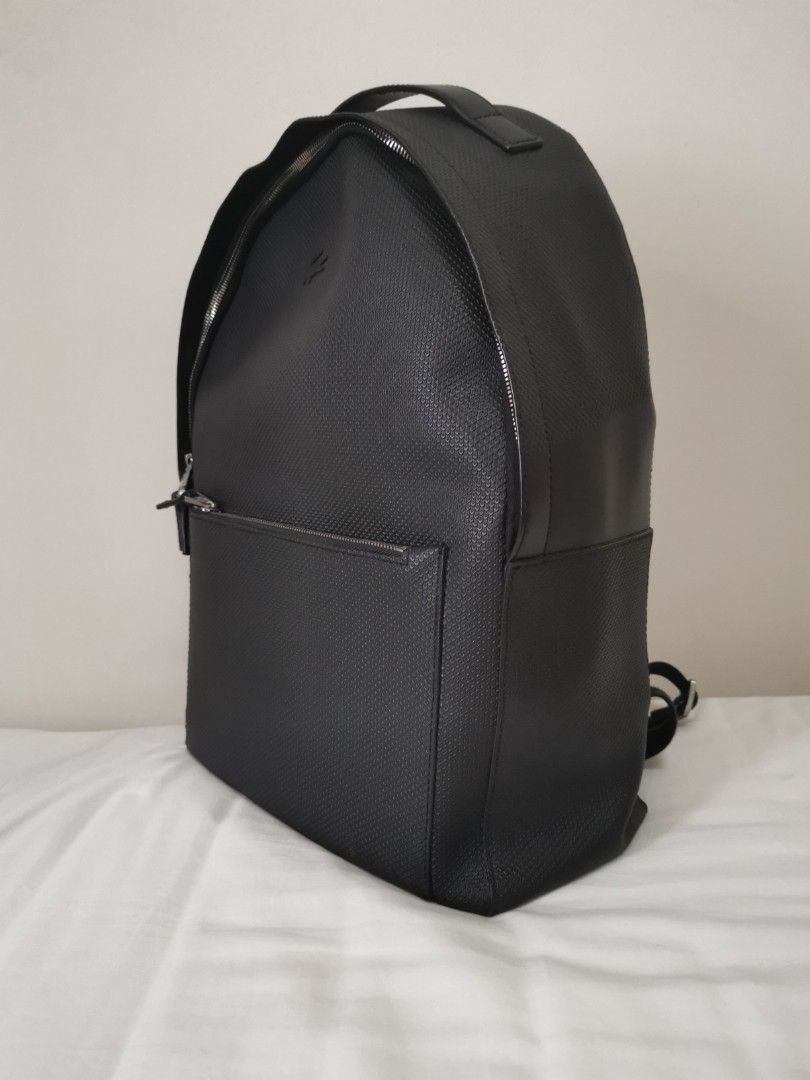 FS LACOSTE CHANTACO MATTE PIQUE LEATHER BACKPACK BLACK Men s