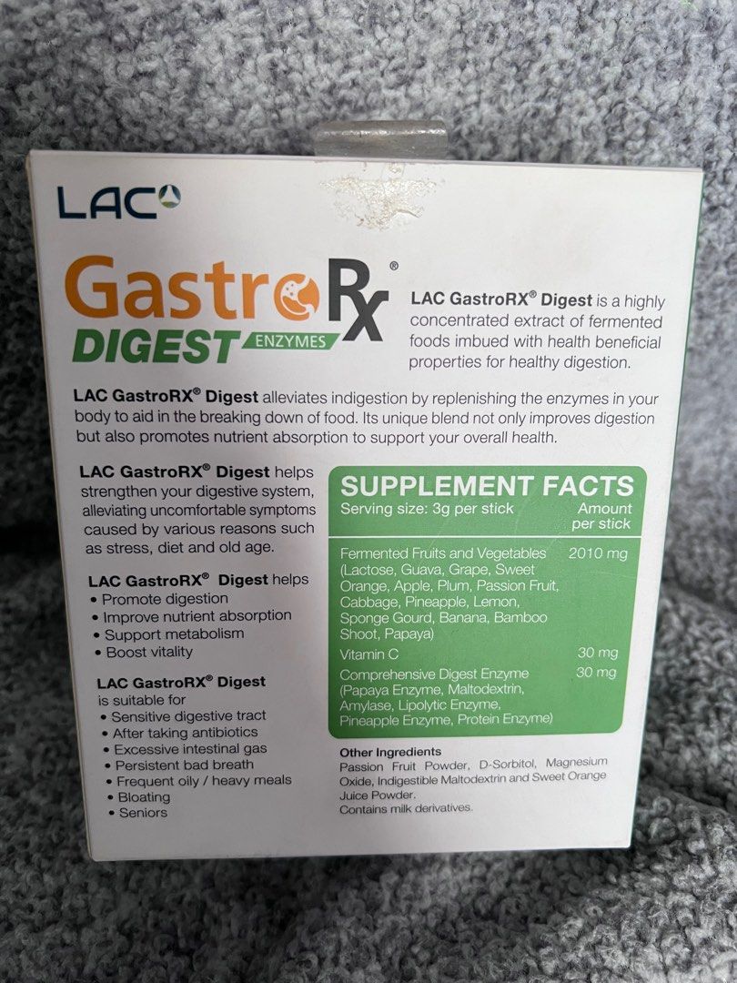 Gastro RX by LAC (Category: Health Food, Drinks & Tonics) located in Pasig City. Submitted by deklutzcha (Listing ID 1282454232, Image 2). Description: GastroRX by LAC. Retails at P2700 for 60 pcs Selling only for P1500 for 53 pcs. See photo for benefits. Expiry: 09-2024 Rfs: ayaw ng asawa ko ang lasa. She tried 7x 😅 Pickup: Isla homes 2&3 pasig .