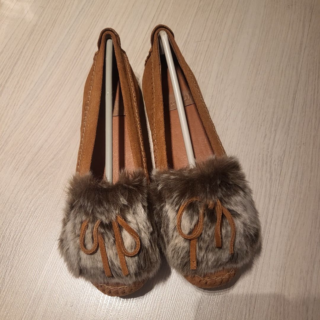 Gingerlily suede leather flat shoes with fur Carousell