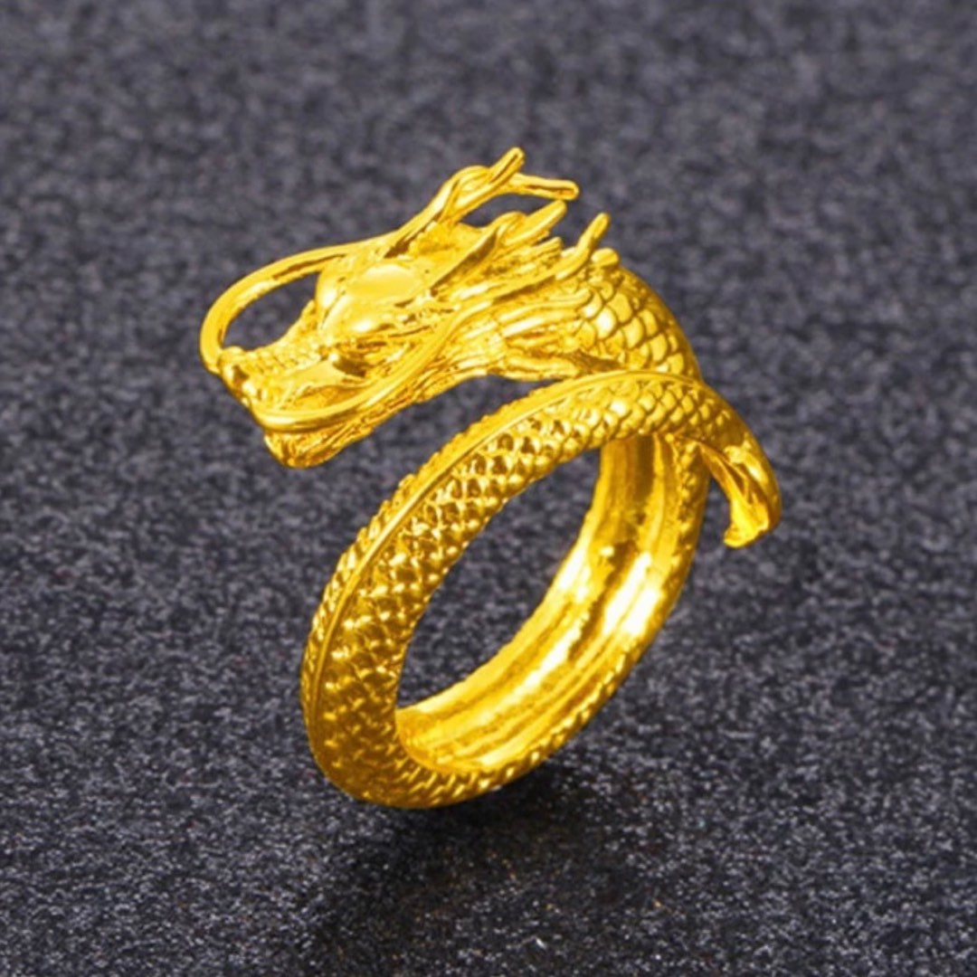 Golden Dragon Ring for Fengshui Stylish Ring Accessories for CNY