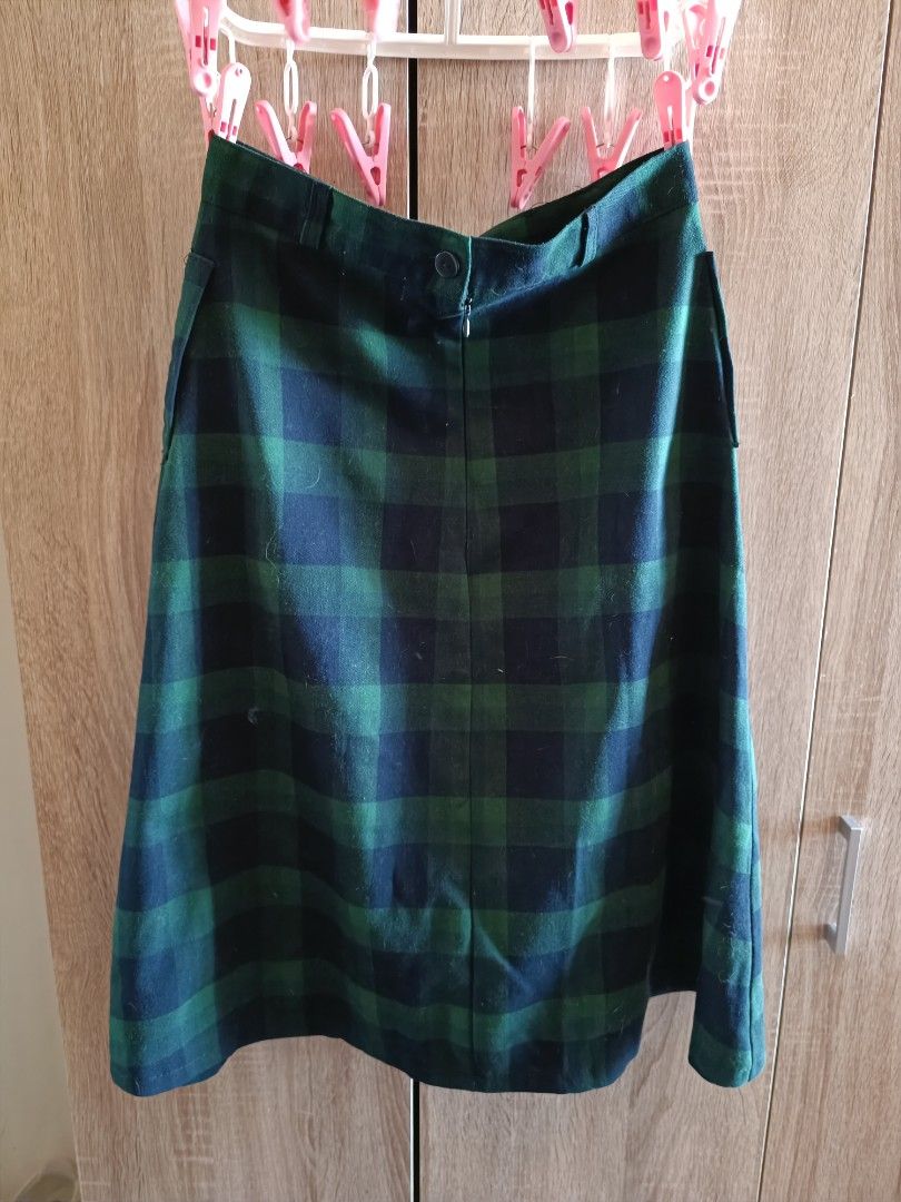 Green Plaid A line Skirt