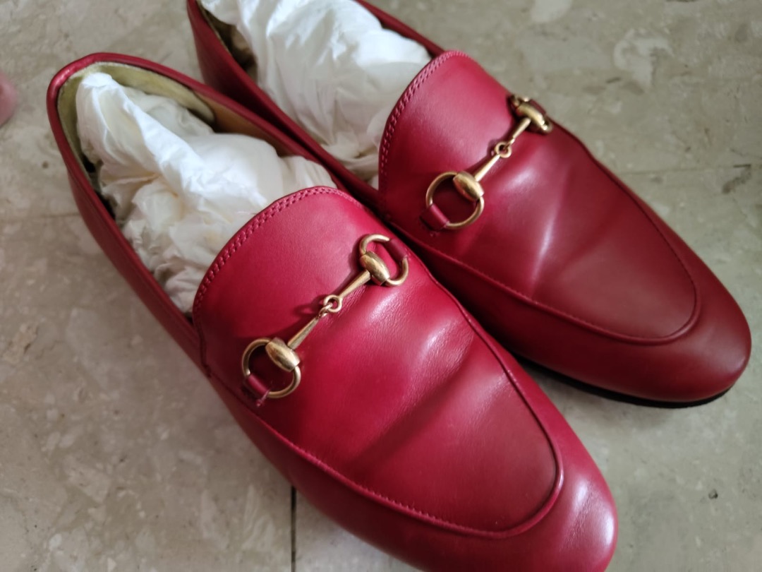 Red gucci clearance loafers women's