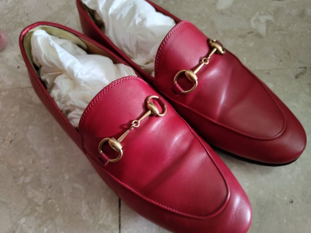 Red gucci cheap slip ons